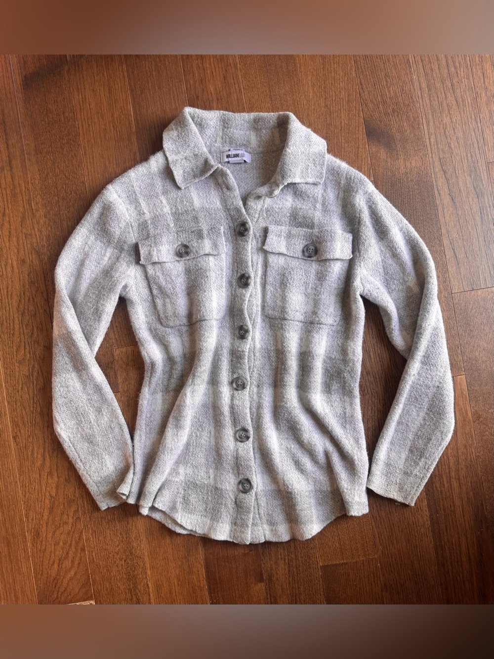 William Rast Light Gray Button-Front Shacket